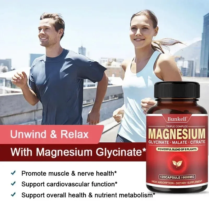 Magnesiumglycinatmalatcitrat med hög absorption 100 % kelaterad icke-GMO Vegetarisk glutenfri 8 600 mg 120 kapslar — image 4