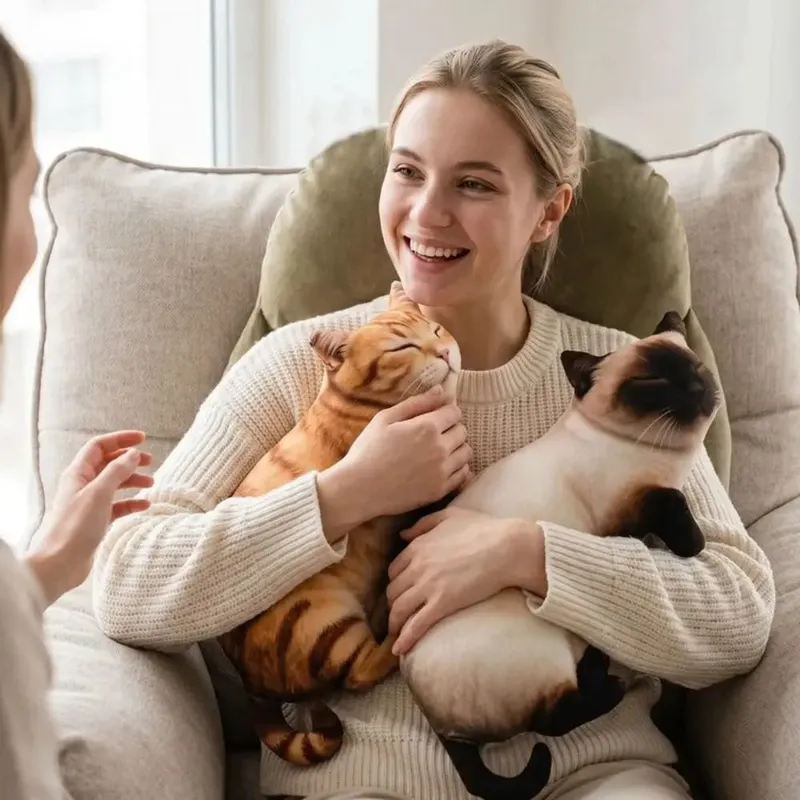 Plush Material Animal Body Pillow PP Cotton Filled Soft Texture Poultry Throw Pillows Cat Pattern Cute Design — image 3