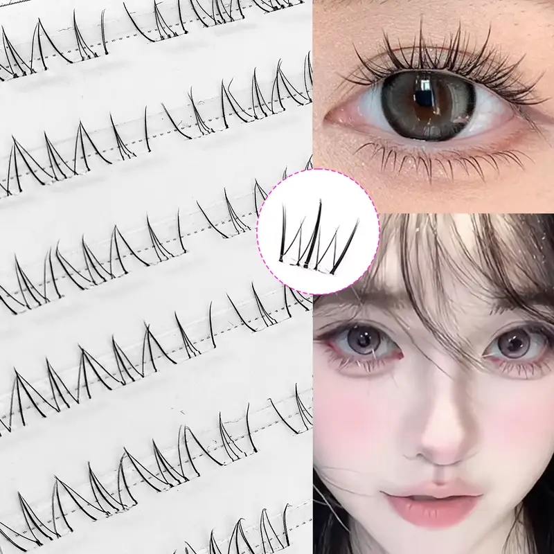 Glue-Free Cat Eye Lower Eyelashes 6 Rows Natural Wispy Look Reusable Soft Lightweight Comfortable Easy to Wear for Beginners — image 1