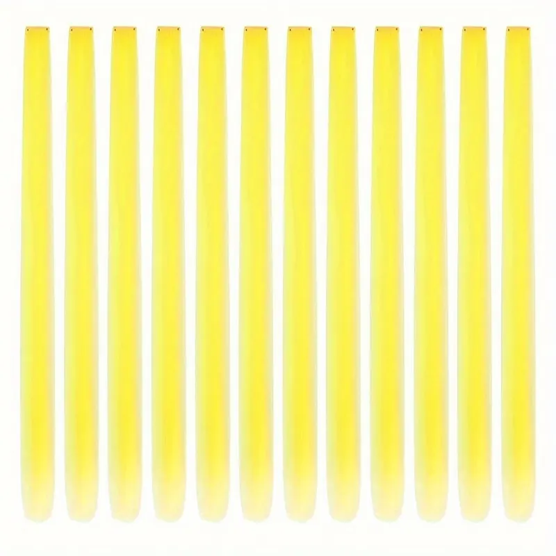 12 Pcs/lot Clip in Hair Extensions Multi-Colors Highlights Synthetic Hair 22 inch Rainbow Hairpieces for Girls Women Kids — image 11