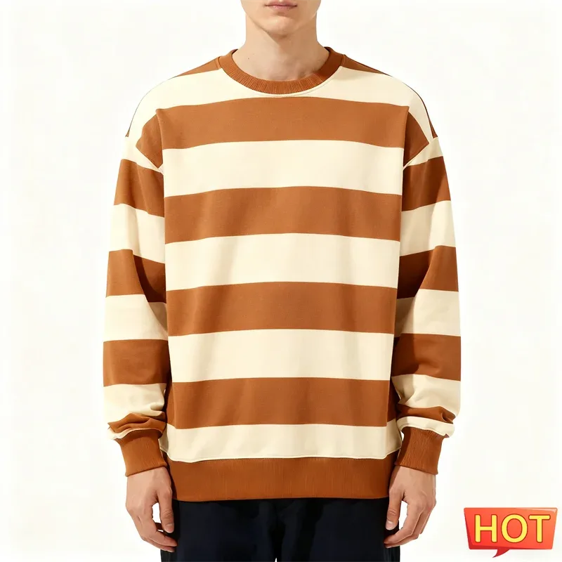 Simple Striped Graphic Sweatshirts For Men Fashion Trendy Long Sleeve 3D Printed Ugly Sweatshirt Casual Oversized Pullovers Tops