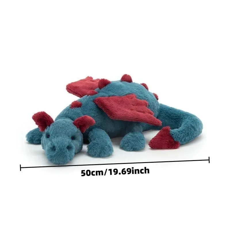 Blue Dragon Plush Toy Cute Soft Stuffed Animal with Colorful Spikes Wings Kids Birthday Gift Home Decoration Comfort Companion