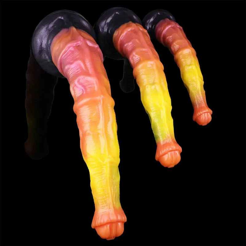 3 size S M L Colorful Large Long Silicone Fantasy Horse Dildo With Suction Cup Anal Dildo Penis Sex Toys for Women Men — image 4