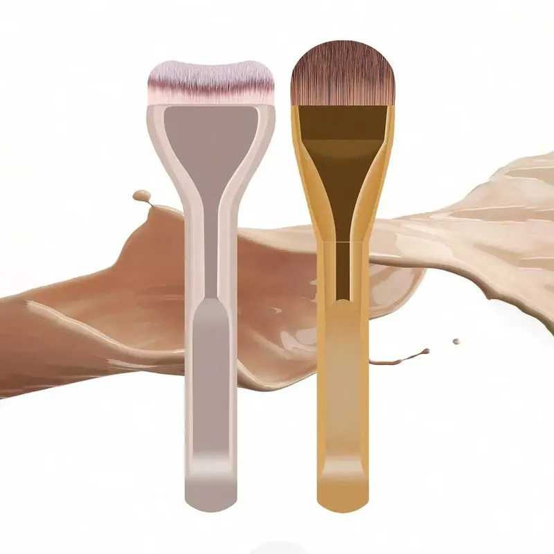 2pcs Foundation Makeup Brushes Set Ultra Thin Top Mask Brush For Liquid Cream Cosmetics Blending Beauty Tool Premium Gift