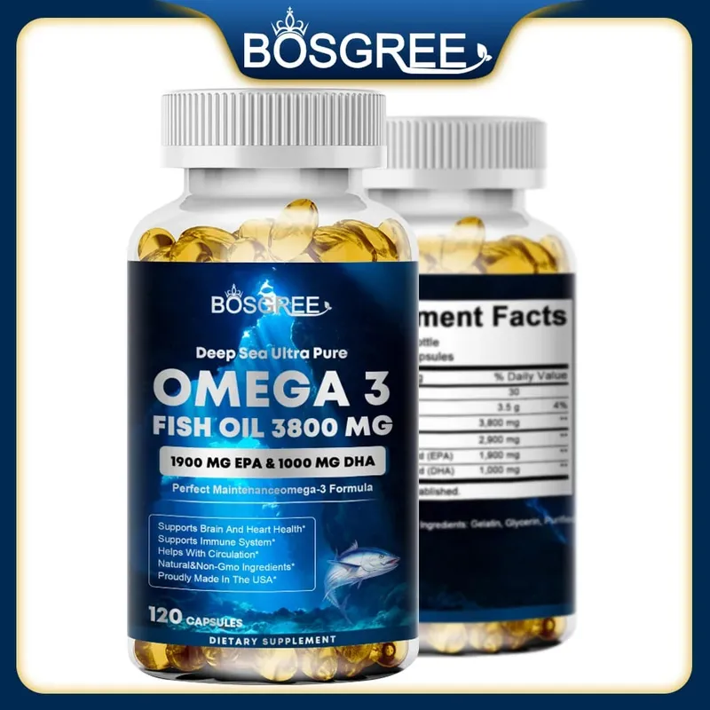 Omega 3 Fish Oil Supplement EPA+DHA - Suitable for Heart Liver Eye Brain Joint Health-Attention Memory and Emotional Support — image 1