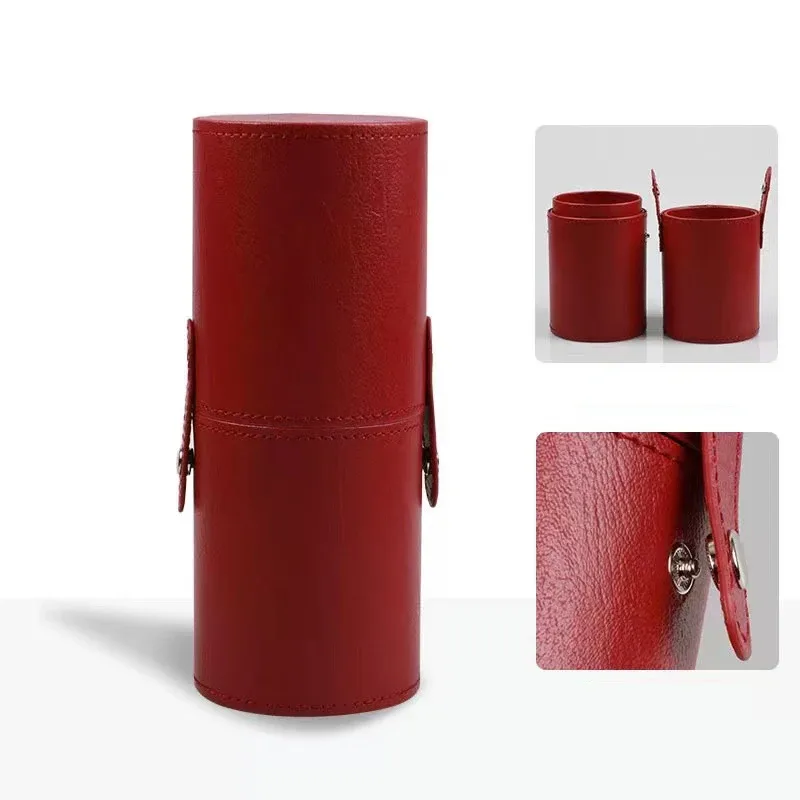 Balde de escova de maquiagem de couro do plutônio portátil viagem saco cosmético multi-função à prova de poeira à prova ddustágua cilindro de escova de maquiagem — image 10