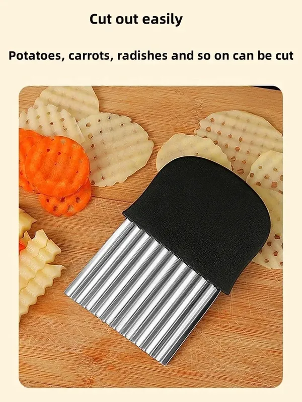 Stainless Steel Potato Chip Slicer Dough Vegetable Fruit Crinkle Wavy Kitchen Knife Cutter Chopper French Fry Maker Tools Gadget