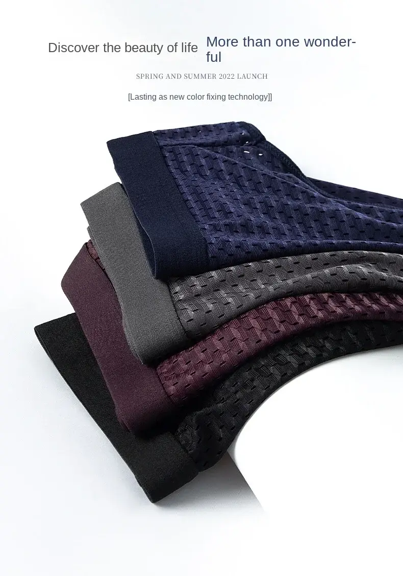 Solide Männer Sommer Eis Seide Unterwäsche Boxershorts Slips Atmungsaktive Unterwäsche Bambus Carbon Faser Anti-Bakterielle Hohl Höschen