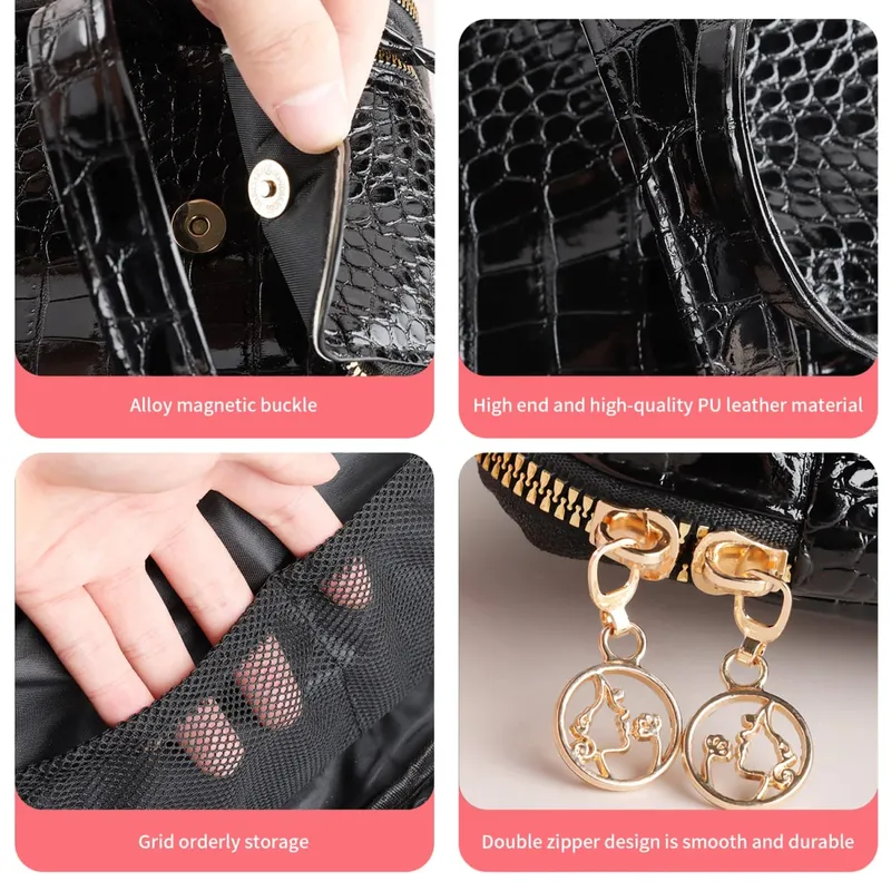 40/30/25/22Pcs Professional Makeup Brush Set with Crocodile Storage Bag Blush Highlight Eyeshadow Brushes for Daily Stage Makeup