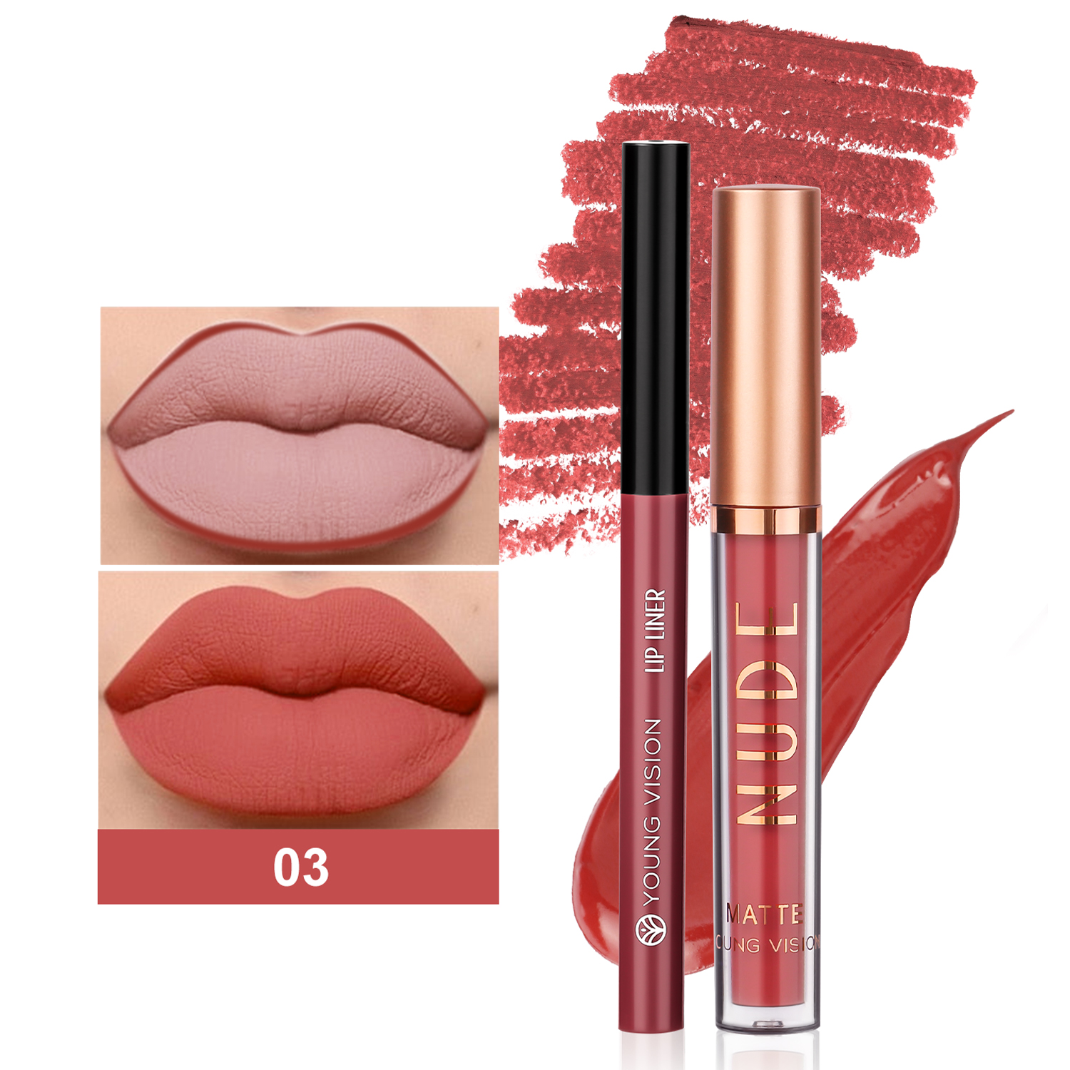 Set di matite per labbra colorate opache a lunga durata a 2 colori, liner per labbra ruotabile, anti-sudore, antiaderente, per labbra, con tazza antiaderente