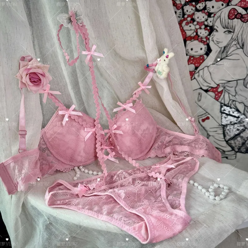 Ladies Halter Neck Bra Set Purple Cross Strap Butterfly Detail Push Up Lingerie Suit 32-38AB Daily Fashion Inner Wear