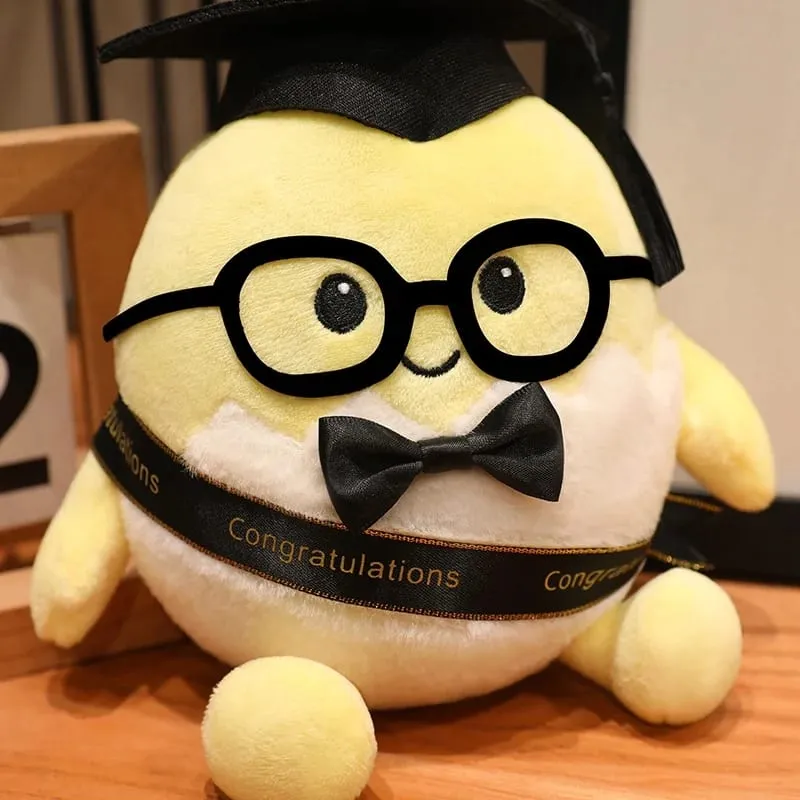 15/25cm Ribbon Humanoid Egg Plush Toy Graduation Bachelor Doctor Stuffed Plushie Kawaii Mascot Souvenir Classmate Gift — image 3