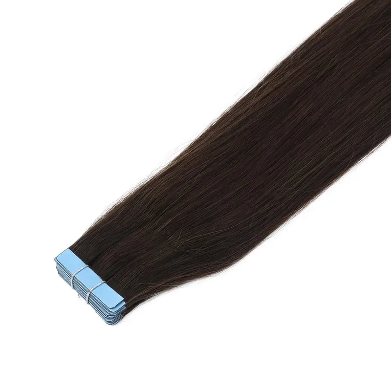 Tape in Human Hair Extensions Brown Seamless Tape in Hair Extensions Skin Weft PU Tape On Hair 12'-24' Machine Remy Tape Ins