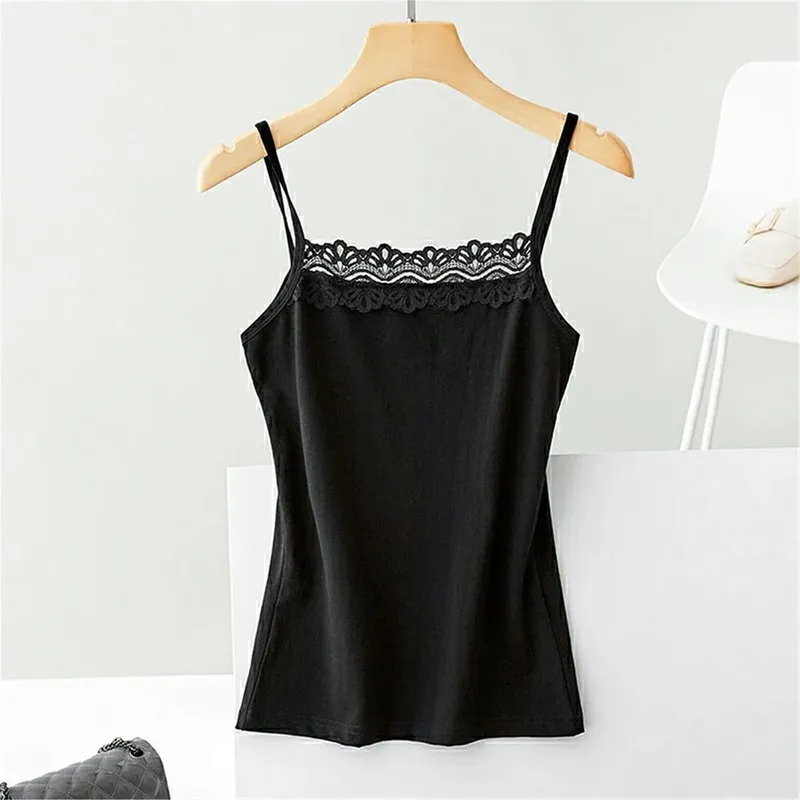 Casual Spaghetti Strap Summer Tank Tops With Lace Slim Cami Top Shirt Sport Underwear Vest Corset for Women — image 7