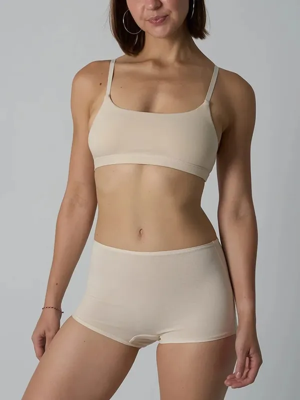 Cotton Underwire-Free Bralette and Boyshort Set – Unpadded Ribbed Knit Lingerie Two-Piece Set — image 3