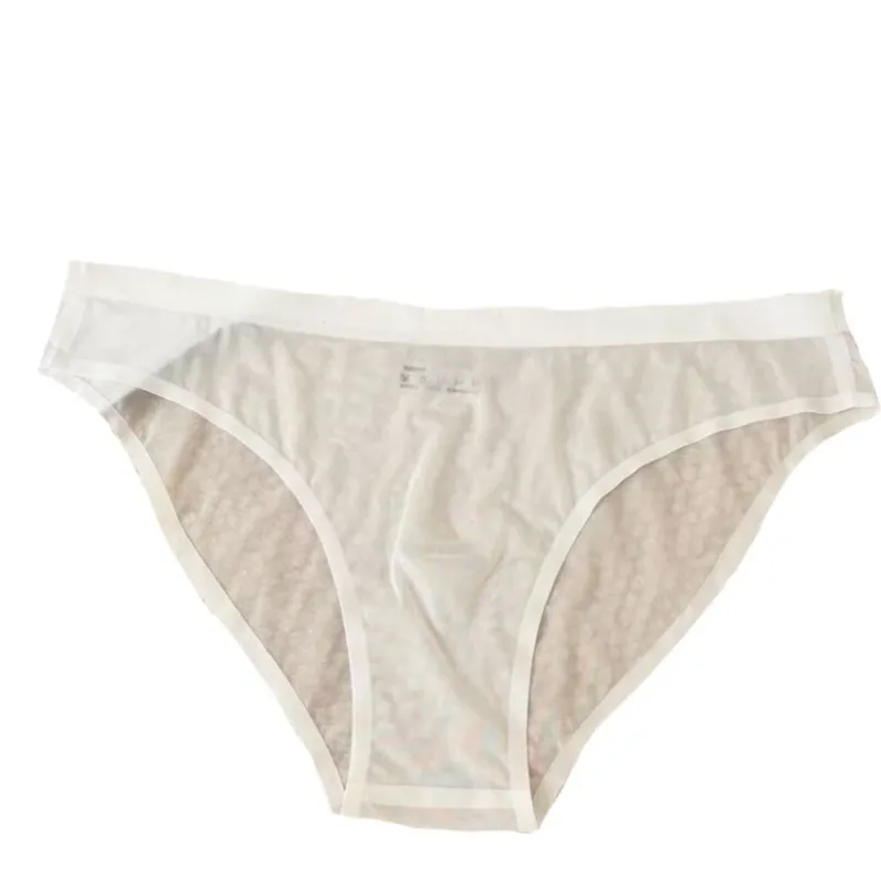 1pc Men's Ultra-thin Transparent Seamless Ice Silk Briefs 3D Bulge Pouch Mid Waist Underwear Breathable Male Lingerie