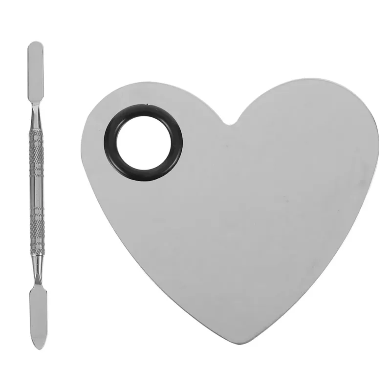 1Set Herz Form Nail art Werkzeug Edelstahl Make-Up Platte Einfach Sauber DIY Maniküre Farbe Mischen Palette