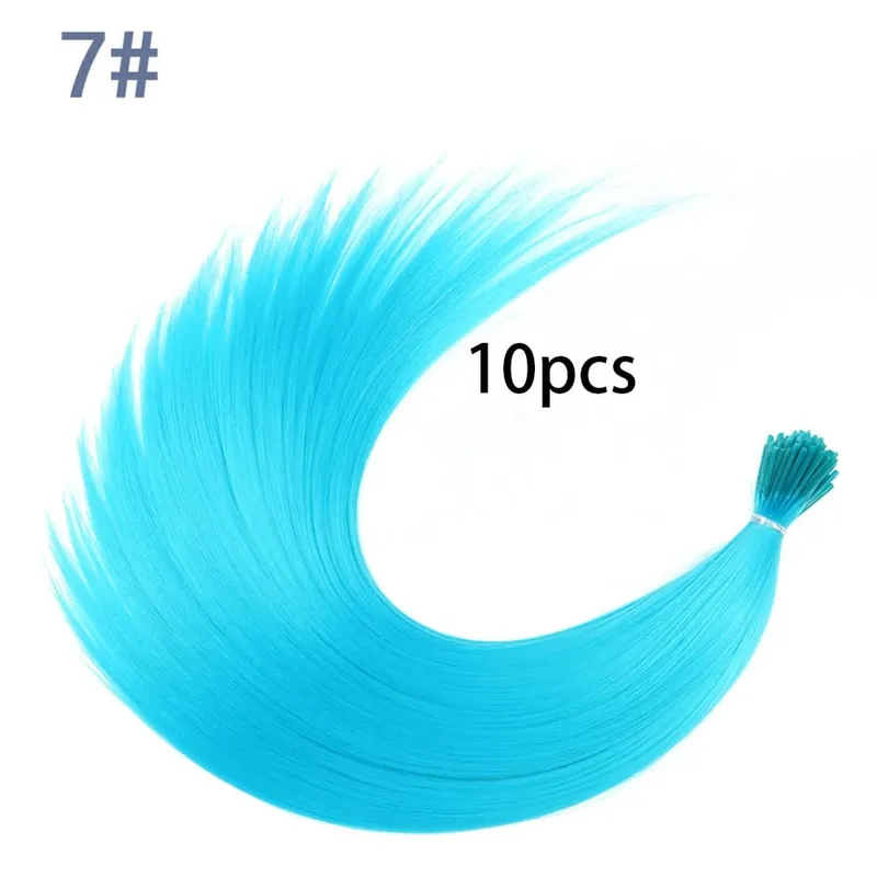 Estensioni per capelli sintetici colorati con punta I, capelli lisci, 16 pollici, per donne, ad alta temperatura, 10 fili/confezione di colori — image 15