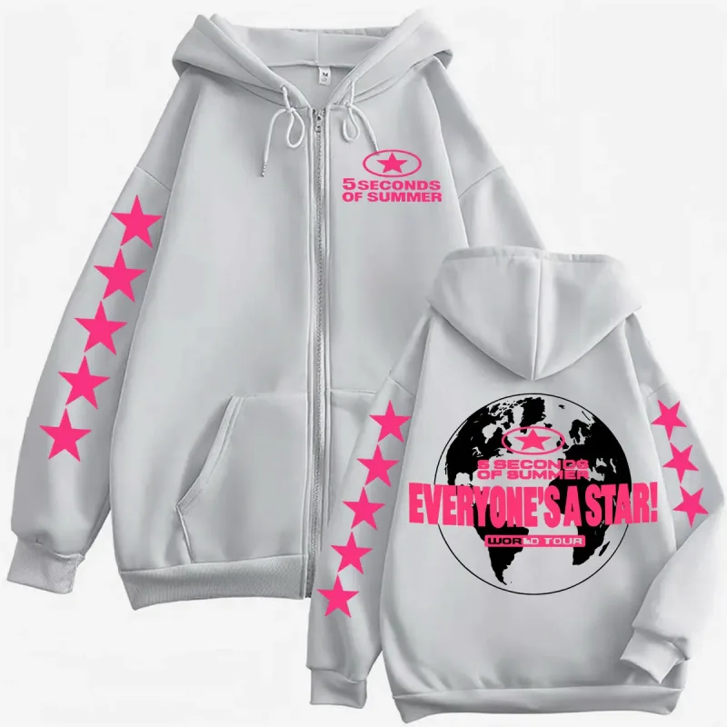 5 Seconds of Summer Everyone's A Star World Tour Zip Up Hoodies Men Women Harajuku Hip Hop Gothic Jacket Sweatshirt Hoodie Coats — image 7