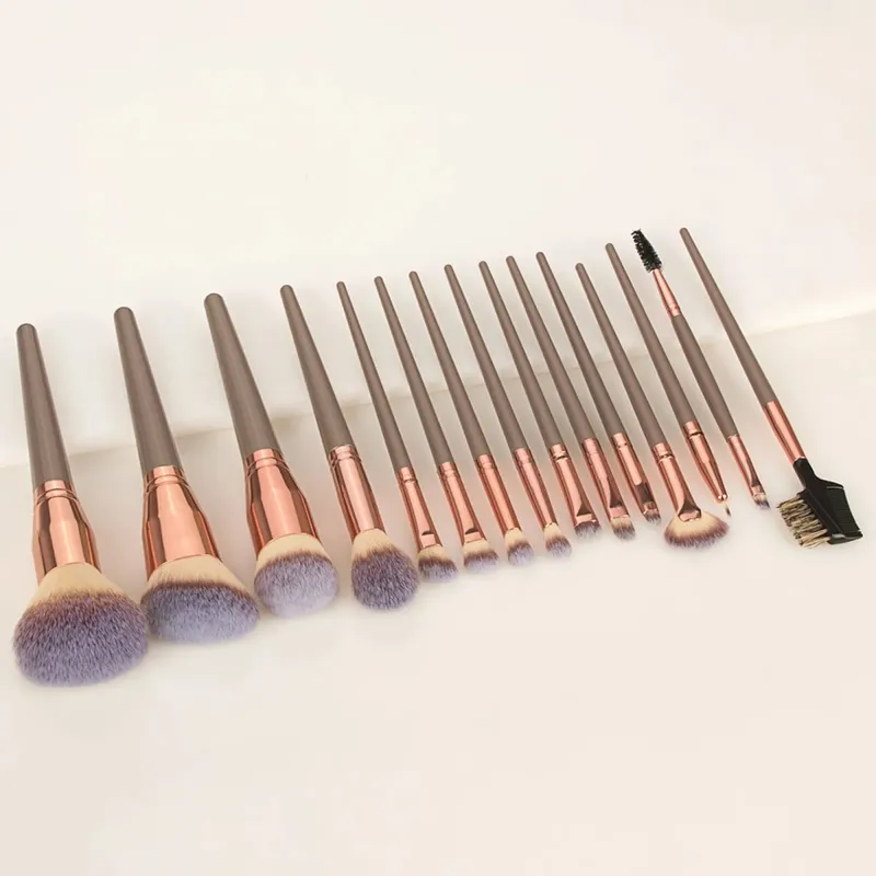 15Pcs Makeup Brushes Set with Storage Bag Soft Bristle Face Eye Brush Kit For Foundation Blush Eyeshadow Eyebrow Cosmetic Tools