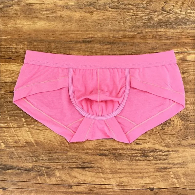 Men's Sexy Modal Pink Underwear Simple and Comfortable U Convex Pouch Briefs Low Waist Slim Fit Plus Size Male Underpants L-XXXL — image 7