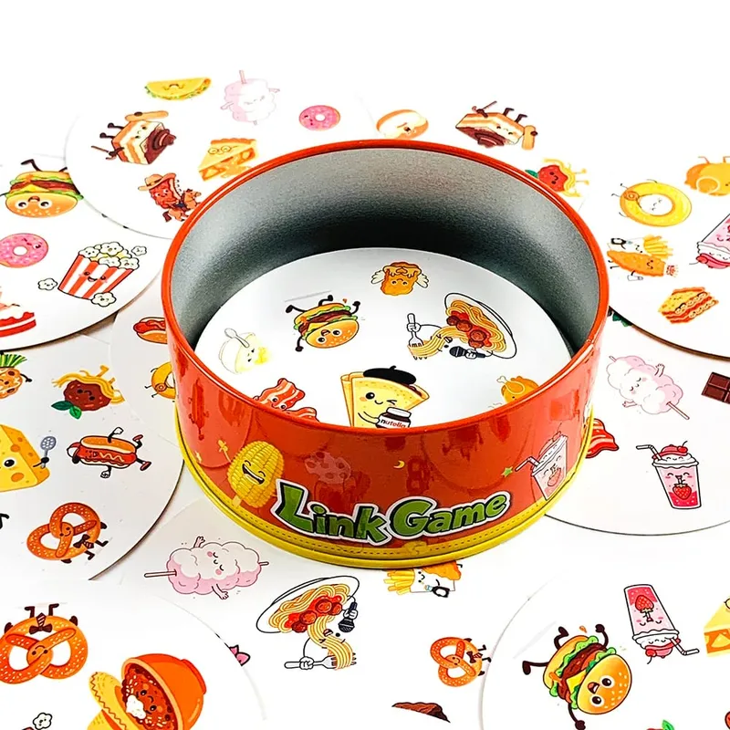 Metal Box Card Game Food Party Link Game Cards Family Interactive Matching Board Game Party Desktop Game Toy for Children Adults — image 3