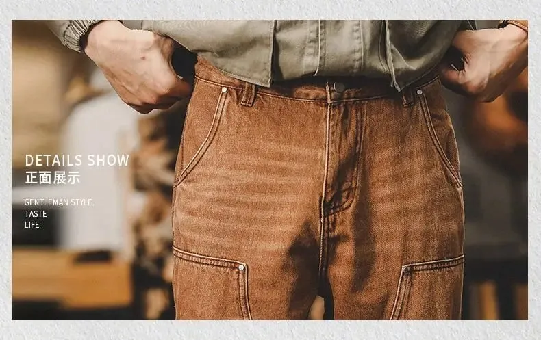 Mens Clothing Retro Tooling Pants Men's Loose Straight Men's Jeans 2026 New Trendy Brand Classic Coffee Y2k Baggy Harem Pants — image 5