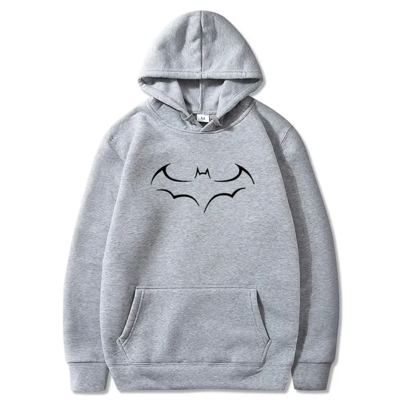 2026 New Spring and Autumn Men's Fashion Trend Personalized Bat Print Hoodie Loose Casual Top Hoodie Comfortable and Warm