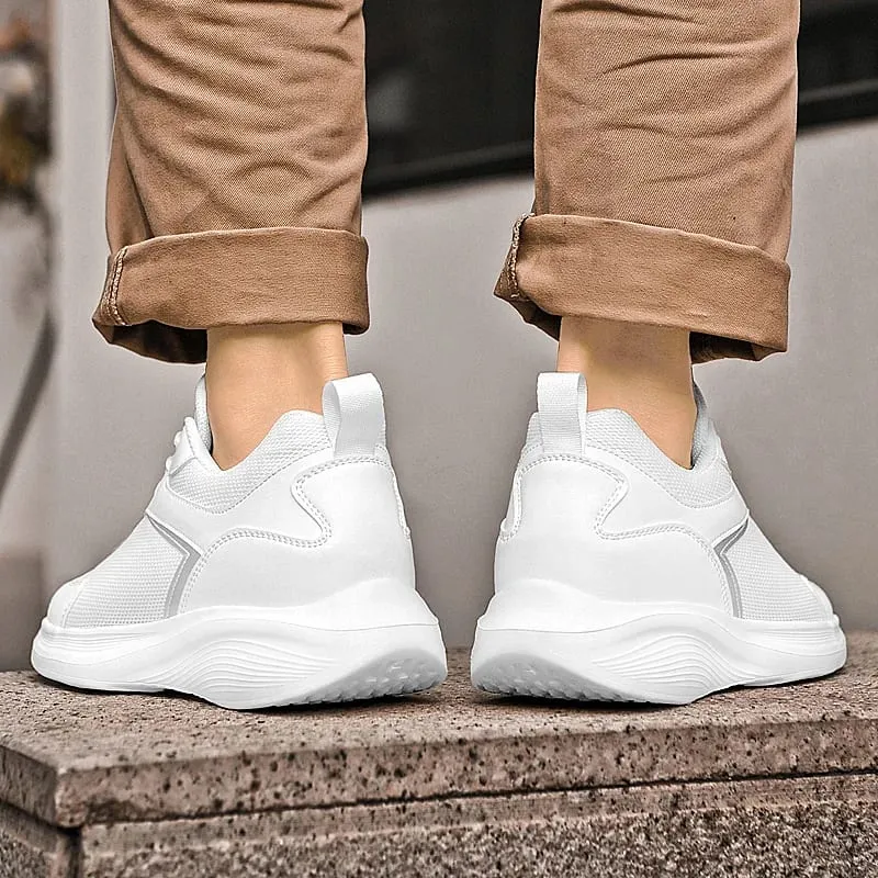 Zapatillas de deporte a la moda para hombre, zapatos con aumento de altura de malla transpirable, suela de microfibra, zapatos cómodos para caminar al aire libre — image 5