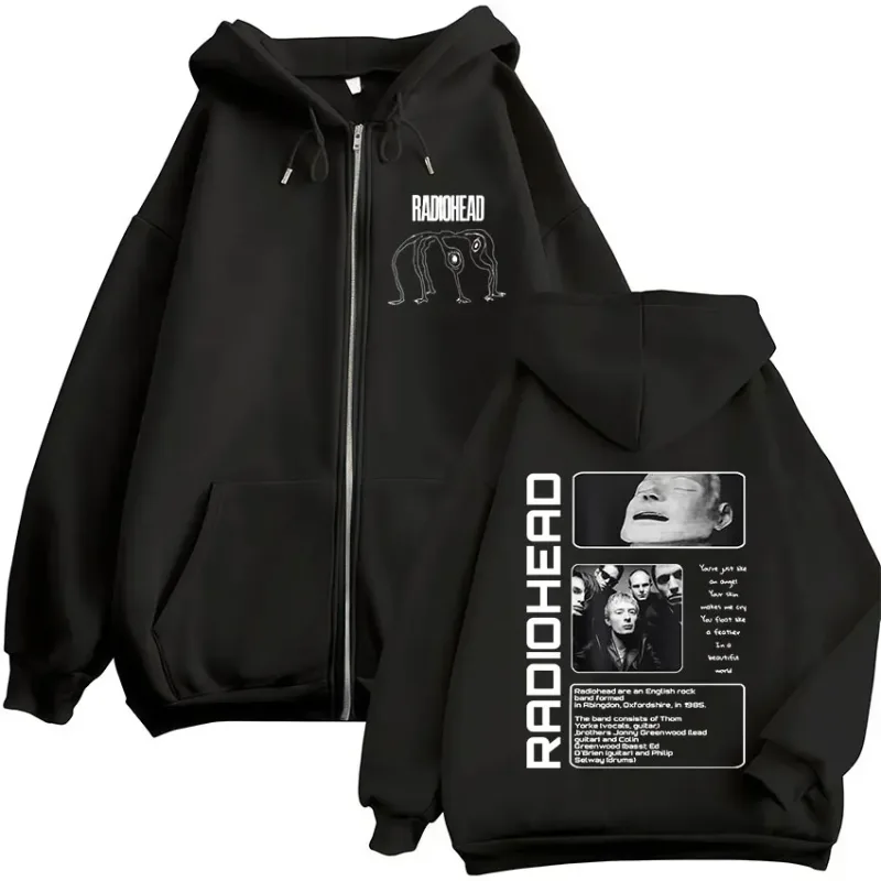 Rock Band Radiohead The Bends Zipper Hoodies Men's Fashion Hip Hop Vintage Zip Up Sweatshirts Jackets Coat Oversized Streetwear — image 1
