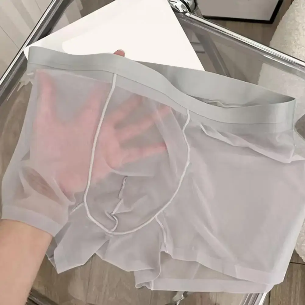 Män Boxer Transparent Lättvikts Underkläder Elastisk U-Konvex Tunn Perspektiv Shorts Sömlösa Trosor — image 11