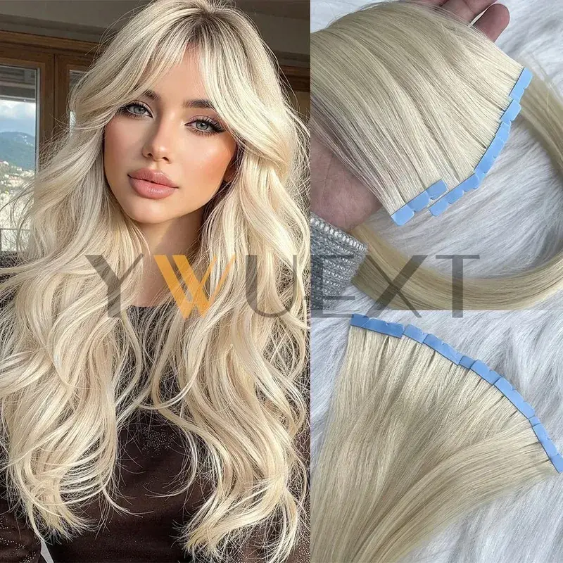 Mini Tape In Human Hair Extensions 12"-20" Machine Remy Skin Weft Adhesive Tape Hair Natural Black Brown Blonde Tape Ons 10pcs — image 13