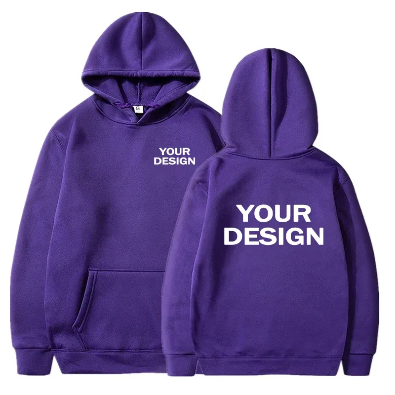 Customized printed men's and women's hoodies, loose casual solid color hoodies, personalized street long sleeved sweatshirts — image 14