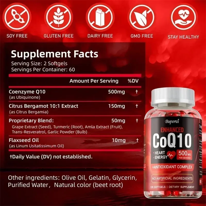 CoQ10 Supplement - Antioxidant Promotes Blood Circulation Heart Health and Energy Production and Enhances Immunity — image 2