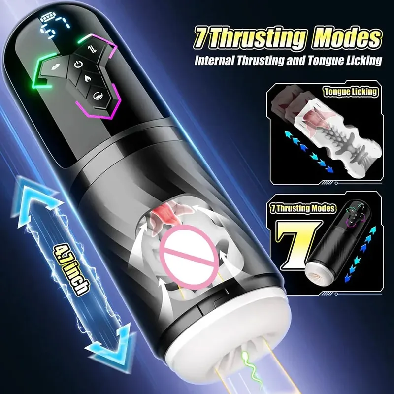 APP Control Male Automatic Masturbator Cup Vibrating Thrusting Sucking Heating Penis Pump with LCD Display Adult Sex Toy for Men
