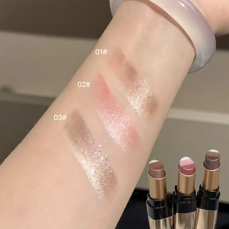 Three Color Gradient Pearlescent Eye Shadow Stick Water&Sweatproof Non-smudge Three Dimensional Natural Lazy Eye Shadow Pen — image 7