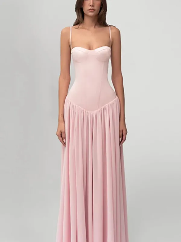 Women's Sweet Off Shoulder Maxi Dress Casual Simple Slim Fit Vest Ruffled Vistidos 2026 Luxury Back Lace Up Shaping Party Gown — image 5