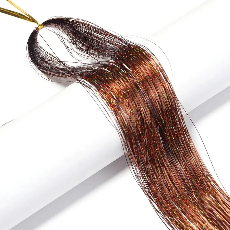 3pcs/pack 120cm Multicolor PET LLaser Hair Tinsel Strands Metallic Hair Extensions for DIY Party Cosplay Hair Decor Accessories