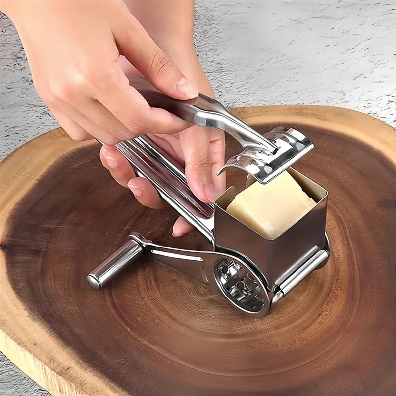 Hindi kinakalawang na asero Cheese Grater Hand Cranked Multifunctional Vegetable Chocolate Carrot Nut Slicer Mabilis Mahusay na Mga Tool sa Kusina — image 4