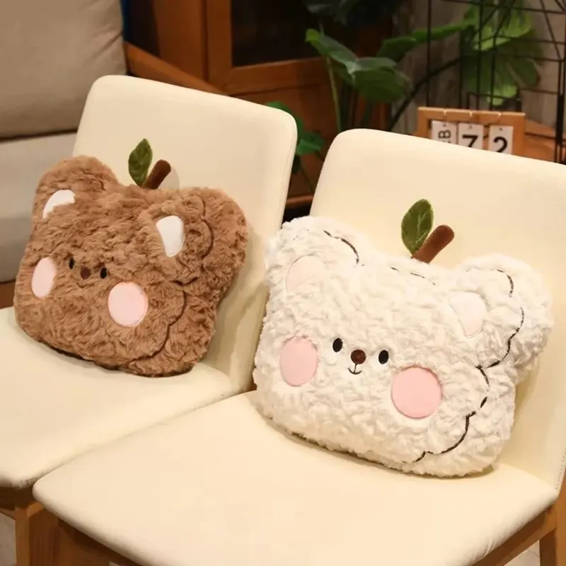 Assento companheiro macio encaracolado fluff urso travesseiro blush bochecha bonito sofá almofada adorável animal recheado travesseiro decoração de casa — image 9
