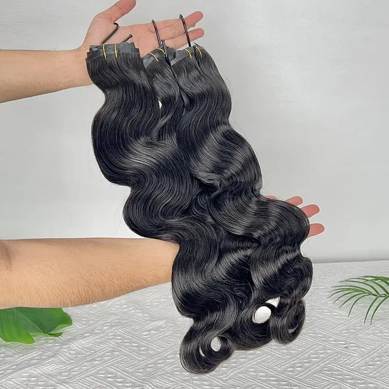 Body Wave Clip in Hair Extensions 100% Human Hair Double Weft Invisible PU Clip In Raw Virgin Hair Hair Full Head 7Pcs/Set — image 5
