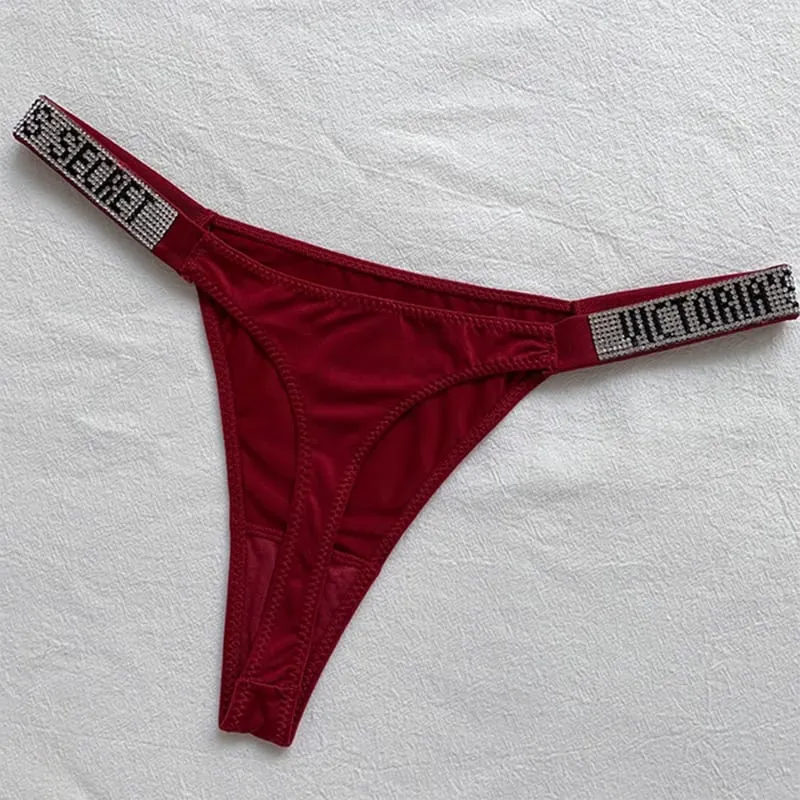 2025 New Sexy Pink Brand Lingerie Female Intimate Underwear Rise Women Panties Bra Rhinestone Letter Comfort Brief — image 1