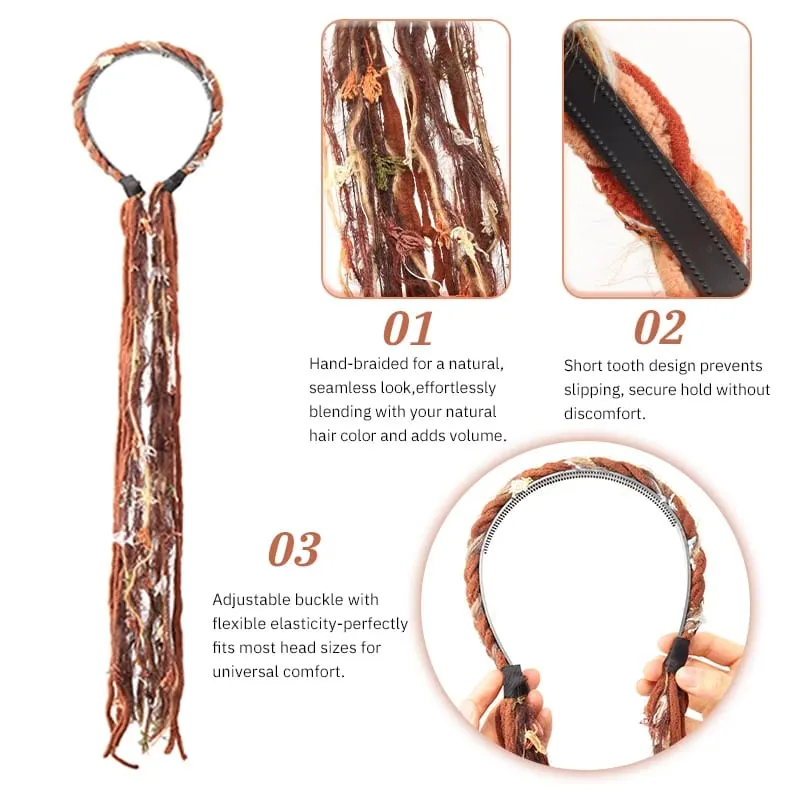 Plush Maillard Colored Long Tassel Headband Bohemian Hair Accessory Suitable for Women's Parties — image 4