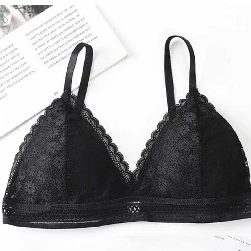 Lace Back Women Bra Set Without Steel Rims French Triangular Cup Comfortable Chest Covering Stretchable Skin Friendly Underwear — image 17