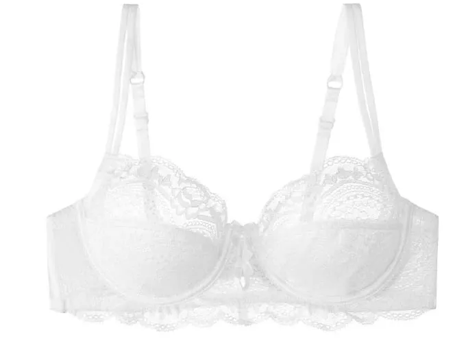Women Sexy Red Lace Bra French Ultra Thin Minimizer Non Wired Breathable Brassiere Large Bust Reduce Underwear 32‑42 — image 10