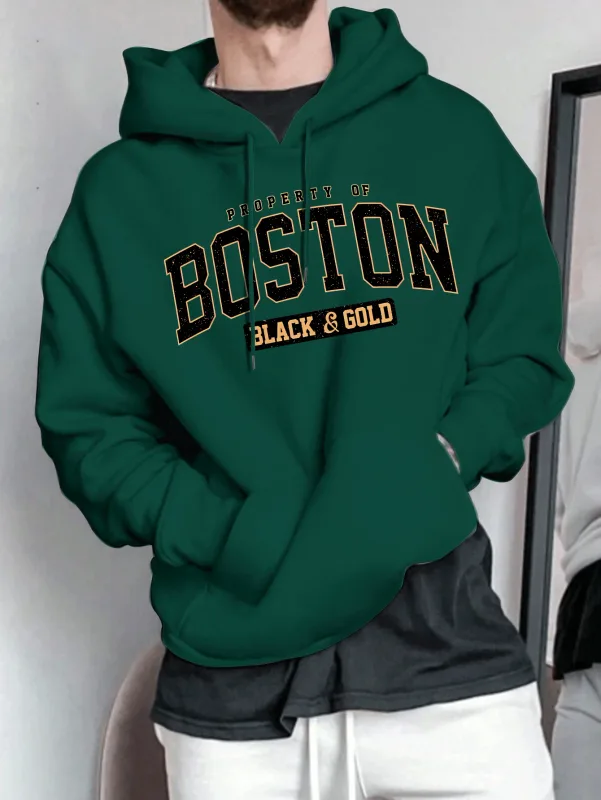 Men's hooded sweatshirt - American retro casual loose-fitting pullover shirt — image 2