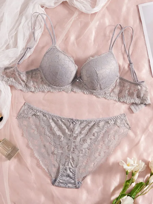 6-Piece Set Women's Underwear Set Sexy Patterned Lace Patchwork No Lining Comfortable Fitting Women's Push-Up Bra Sexy Lingerie — image 12
