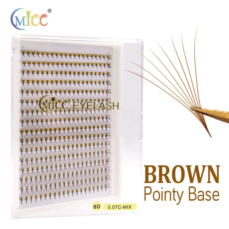 Dark Brown Premade Fans Volume Lash Extensions 3D-10D Soft Coffee Brown Russian Volume Lashes Sharp Stem Pointy Base for Eyelash