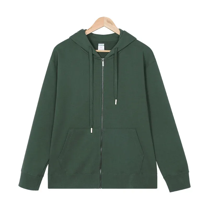 2026 autumn and winter new men's hooded zipper sweater solid color — image 6