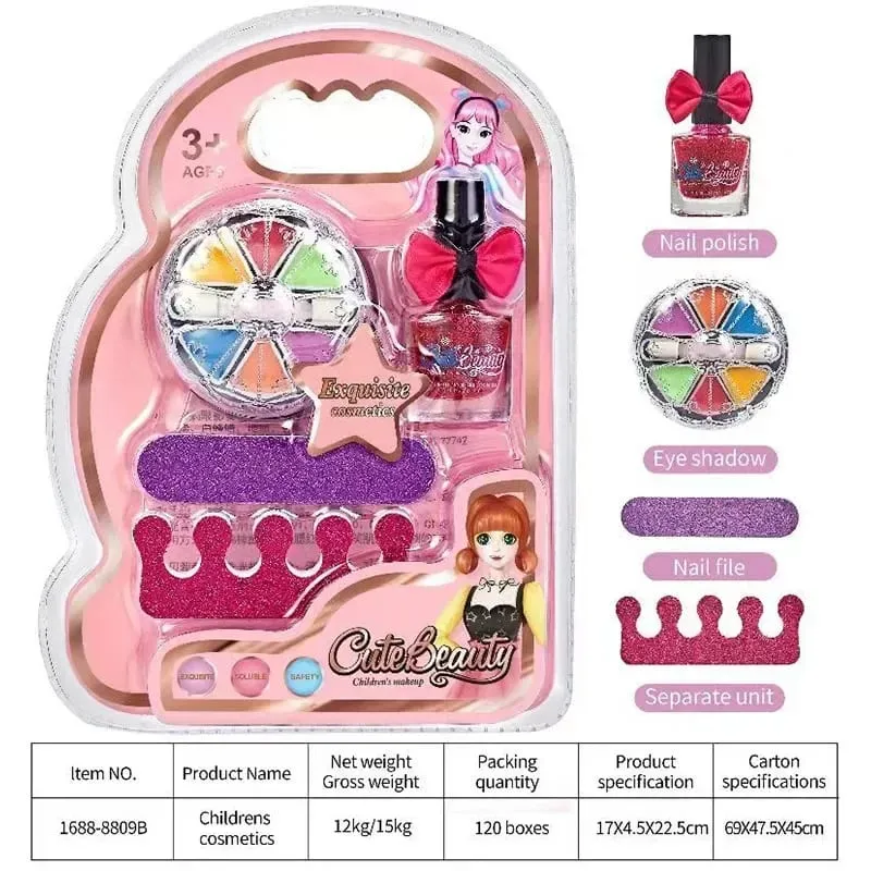 Make-upset voor kinderen Lipgloss Oogschaduw Nagellakvijl Niet-giftige make-up Prinses Meisje Cosmetica Wasbaar kerstcadeau voor kinderen — image 4